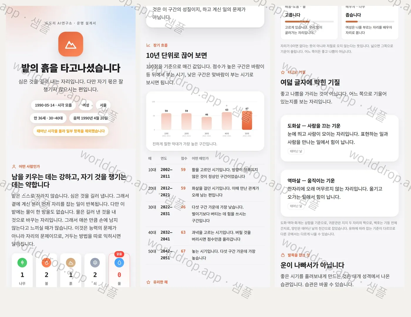 운명 설계서 샘플 장표